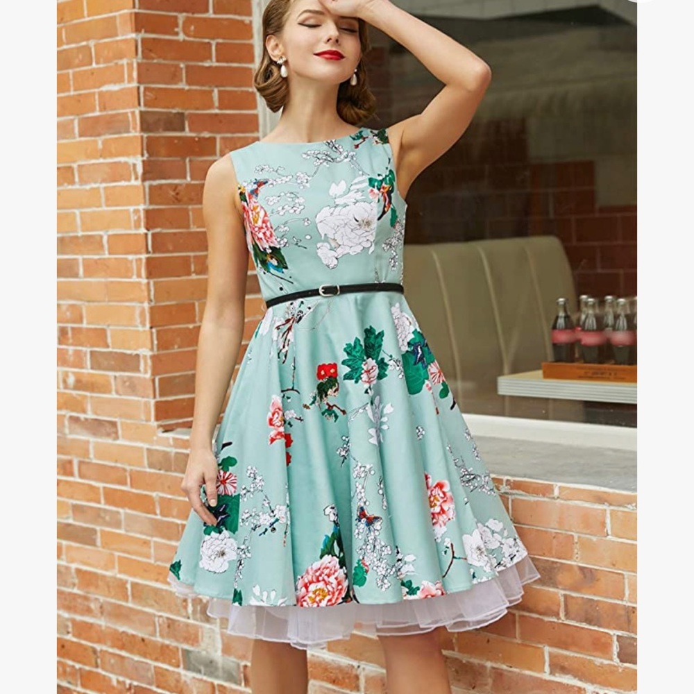Boatneck Sleeveless Vintage Tea Dress